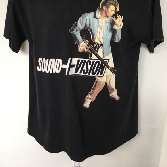 Vintage 1990 David Bowie Sound Vision World Tour T Shirt Large Band Black - Picture 2 of 7